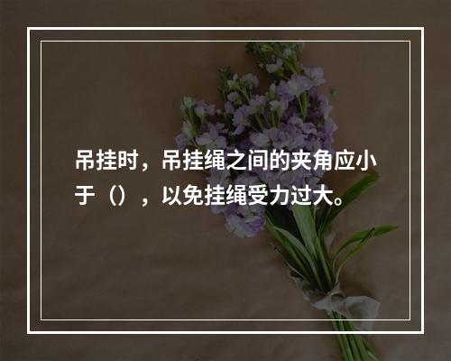 吊挂时，吊挂绳之间的夹角应小于（），以免挂绳受力过大。