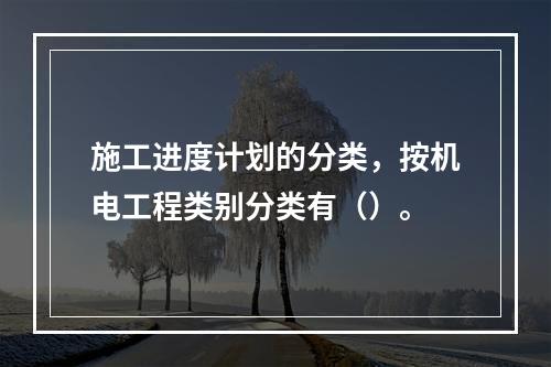 施工进度计划的分类，按机电工程类别分类有（）。