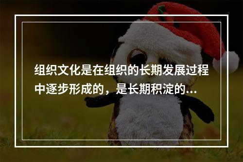 组织文化是在组织的长期发展过程中逐步形成的，是长期积淀的结果