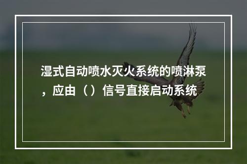 湿式自动喷水灭火系统的喷淋泵，应由（ ）信号直接启动系统