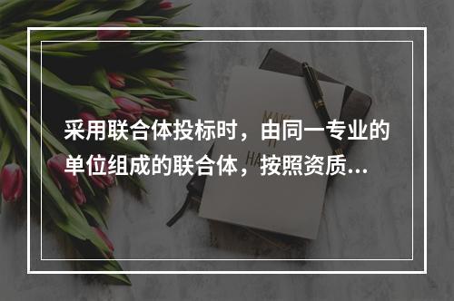 采用联合体投标时，由同一专业的单位组成的联合体，按照资质等级