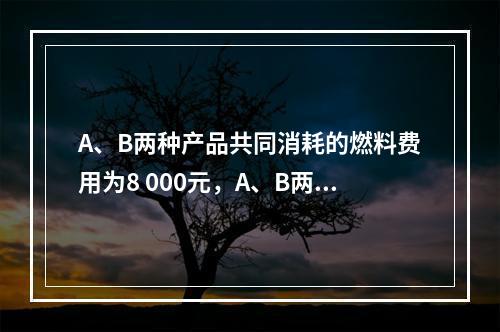 A、B两种产品共同消耗的燃料费用为8 000元，A、B两种产