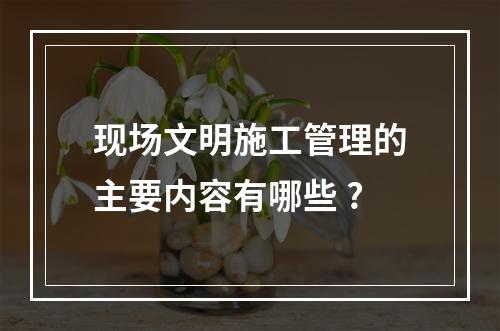 现场文明施工管理的主要内容有哪些 ?