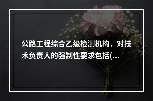 公路工程综合乙级检测机构，对技术负责人的强制性要求包括()。