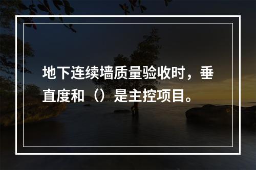 地下连续墙质量验收时，垂直度和（）是主控项目。