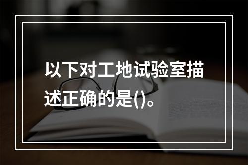 以下对工地试验室描述正确的是()。