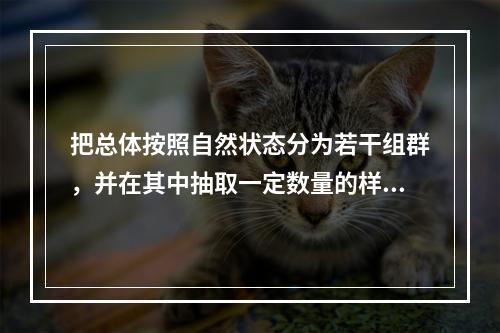 把总体按照自然状态分为若干组群，并在其中抽取一定数量的样品组