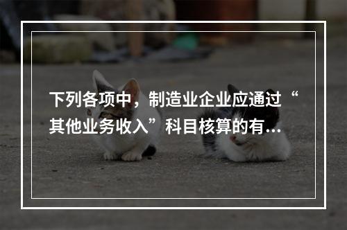 下列各项中，制造业企业应通过“其他业务收入”科目核算的有（　