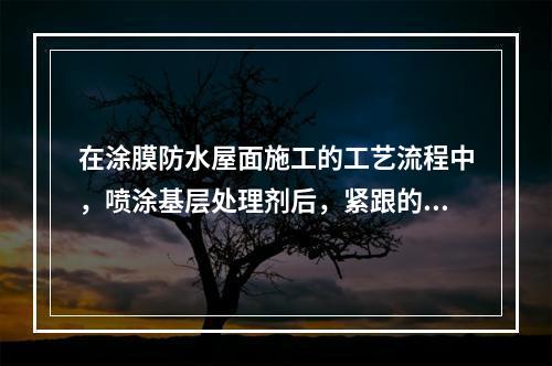 在涂膜防水屋面施工的工艺流程中，喷涂基层处理剂后，紧跟的工作