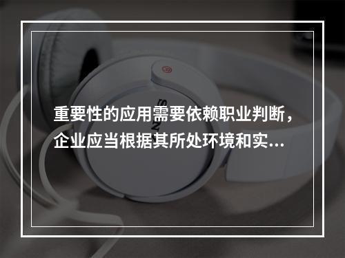 重要性的应用需要依赖职业判断，企业应当根据其所处环境和实际情