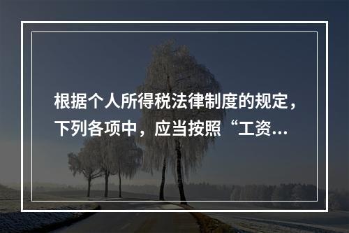 根据个人所得税法律制度的规定，下列各项中，应当按照“工资、薪