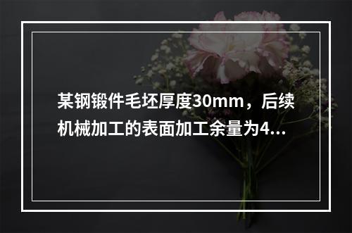 某钢锻件毛坯厚度30mm，后续机械加工的表面加工余量为4mm