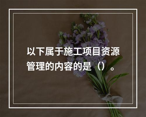 以下属于施工项目资源管理的内容的是（）。