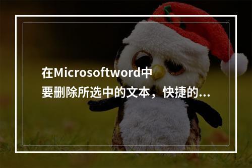 在Microsoftword中要删除所选中的文本，快捷的方法