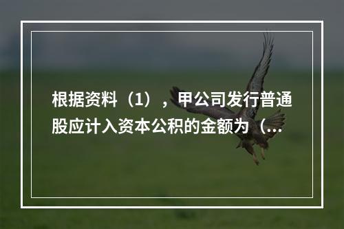 根据资料（1），甲公司发行普通股应计入资本公积的金额为（　）