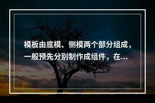 模板由底模、侧模两个部分组成，一般预先分别制作成组件，在使用