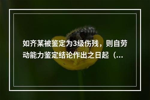 如齐某被鉴定为3级伤残，则自劳动能力鉴定结论作出之日起（　　