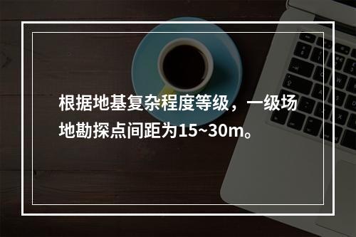 根据地基复杂程度等级，一级场地勘探点间距为15~30m。