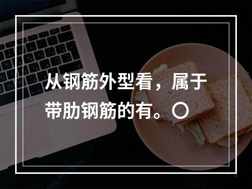 从钢筋外型看，属于带肋钢筋的有。〇