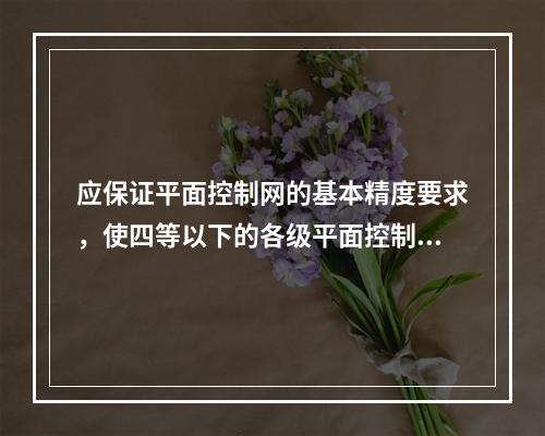 应保证平面控制网的基本精度要求，使四等以下的各级平面控制网的