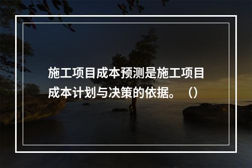 施工项目成本预测是施工项目成本计划与决策的依据。（）