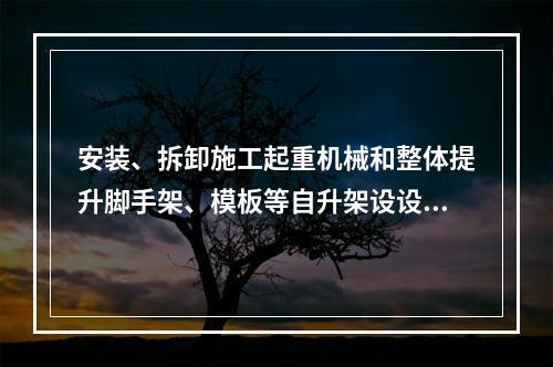 安装、拆卸施工起重机械和整体提升脚手架、模板等自升架设设施，