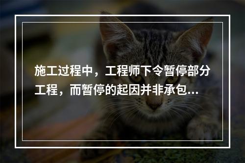 施工过程中，工程师下令暂停部分工程，而暂停的起因并非承包商违