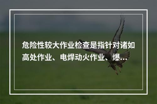 危险性较大作业检查是指针对诸如高处作业、电焊动火作业、爆破作