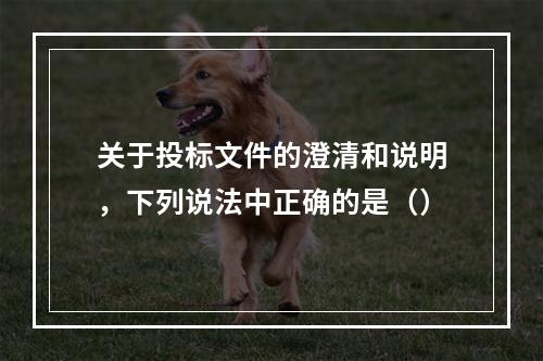 关于投标文件的澄清和说明，下列说法中正确的是（）