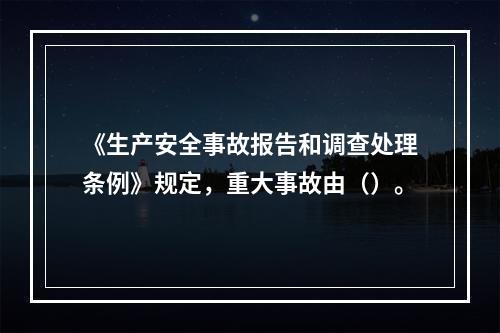 《生产安全事故报告和调查处理条例》规定，重大事故由（）。