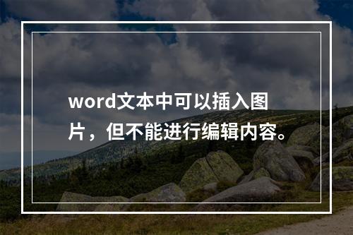 word文本中可以插入图片，但不能进行编辑内容。