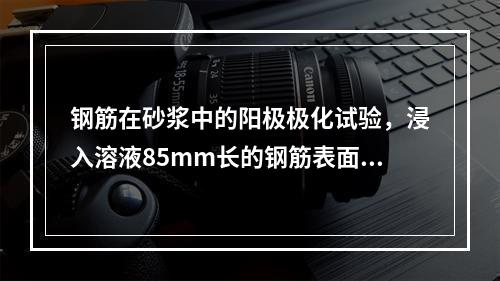 钢筋在砂浆中的阳极极化试验，浸入溶液85mm长的钢筋表面电流