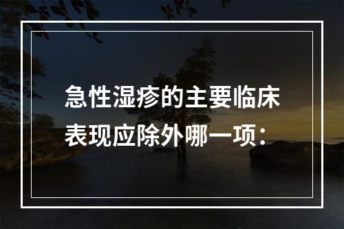 急性湿疹的主要临床表现应除外哪一项：