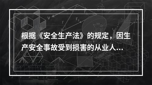 根据《安全生产法》的规定，因生产安全事故受到损害的从业人员