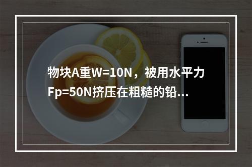 物块A重W=10N，被用水平力Fp=50N挤压在粗糙的铅垂