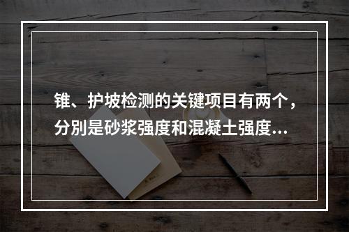 锥、护坡检测的关键项目有两个，分別是砂浆强度和混凝土强度。