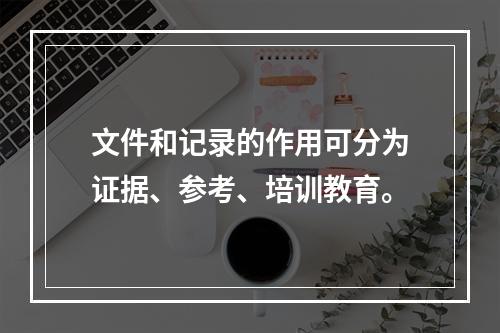 文件和记录的作用可分为证据、参考、培训教育。