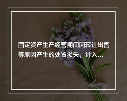 固定资产生产经营期间因转让出售等原因产生的处置损失，计入营业