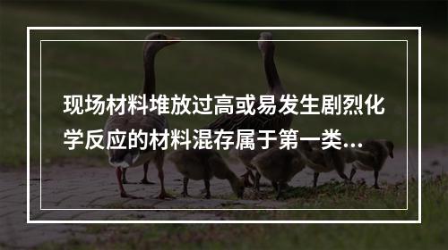 现场材料堆放过高或易发生剧烈化学反应的材料混存属于第一类危险