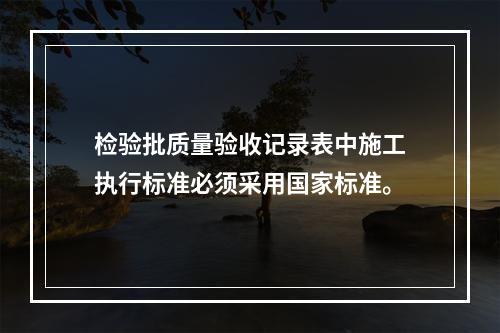 检验批质量验收记录表中施工执行标准必须采用国家标准。