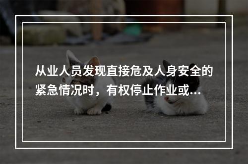 从业人员发现直接危及人身安全的紧急情况时，有权停止作业或者在