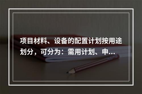 项目材料、设备的配置计划按用途划分，可分为：需用计划、申请计