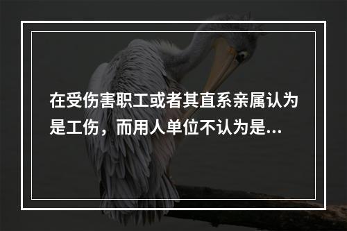 在受伤害职工或者其直系亲属认为是工伤，而用人单位不认为是工伤