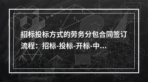 招标投标方式的劳务分包合同签订流程：招标-投标-开标-中标-