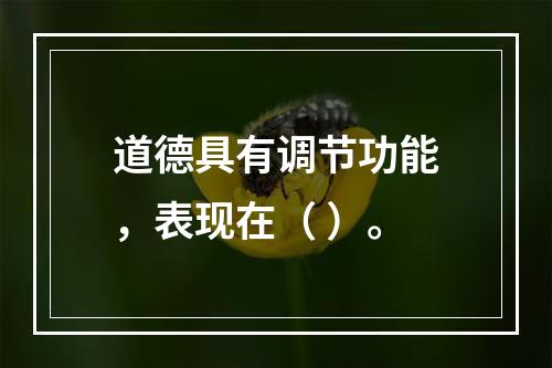 道德具有调节功能，表现在（ ）。