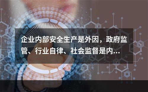 企业内部安全生产是外因，政府监管、行业自律、社会监督是内因。