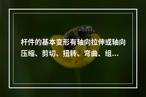 杆件的基本变形有轴向拉伸或轴向压缩、剪切、扭转、弯曲、组合变