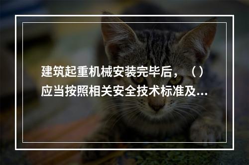 建筑起重机械安装完毕后，（ ）应当按照相关安全技术标准及安装