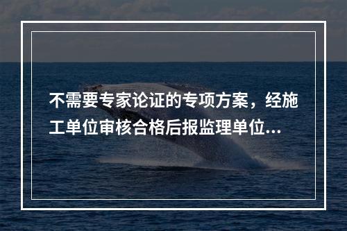 不需要专家论证的专项方案，经施工单位审核合格后报监理单位，由