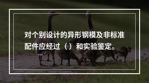 对个别设计的异形钢模及非标准配件应经过（ ）和实验鉴定。